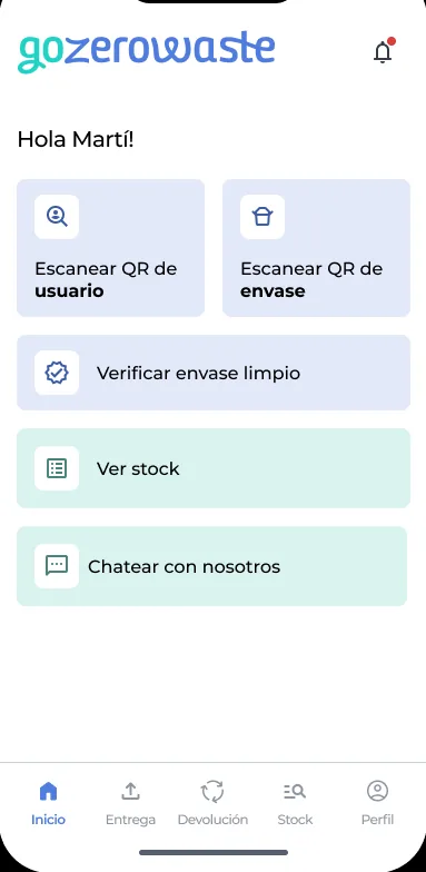 Captura de la app Go Zero Waste